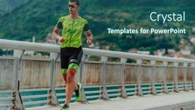  Presentation with marathon - PPT theme with athlete-running-a-marathon background and a ocean colored foreground
