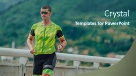  Presentation with marathon - Theme featuring athlete-running-a-marathon background and a ocean colored foreground