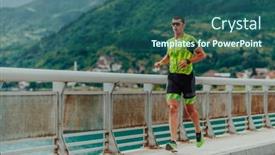  Presentation with marathon - Slides enhanced with athlete-running-a-marathon background and a ocean colored foreground