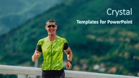  Presentation with marathon - Presentation with athlete-running-a-marathon background and a ocean colored foreground