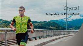  Presentation with marathon - PPT theme featuring athlete-running-a-marathon background and a light gray colored foreground