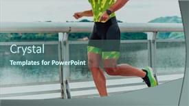  Presentation with marathon - Presentation theme consisting of athlete-running-a-marathon background and a ocean colored foreground