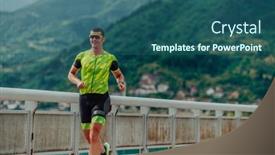  Presentation with marathon - PPT theme featuring athlete-running-a-marathon background and a ocean colored foreground