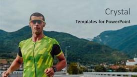  Presentation with marathon - Presentation design with athlete-running-a-marathon background and a light gray colored foreground