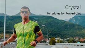  Presentation with marathon - Slide deck featuring athlete-running-a-marathon background and a light blue colored foreground