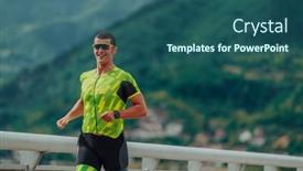  Presentation with marathon - Presentation theme with athlete-running-a-marathon background and a ocean colored foreground