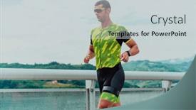  Presentation with marathon - Presentation design having athlete-running-a-marathon background and a light gray colored foreground