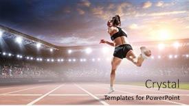  Presentation with running race - Cool new PPT layouts with athletics - athlete running race mixed media backdrop and a lemonade colored foreground