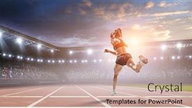  Presentation with running race - Presentation design consisting of athlete-running-race-mixed-media background and a soft green colored foreground