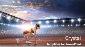  Presentation with running race - Cool new PPT layouts with athlete-running-race-mixed-media backdrop and a tawny brown colored foreground