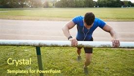  Presentation with athlete track or running track - PPT layouts enhanced with athlete stretching at running track background and a tawny brown colored foreground