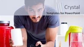  Presentation with supplements - PPT layouts featuring athlete-tasting-new-protein-supplements background and a lemonade colored foreground