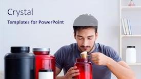  Presentation with supplements - Cool new slides with athlete-tasting-new-protein-supplements backdrop and a sky blue colored foreground