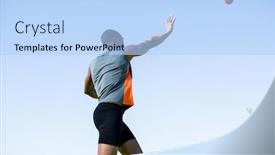  Presentation with competition - Presentation theme with athlete throwing shot put ball in a stadium during competition background and a light blue colored foreground