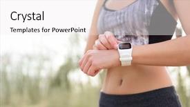  Presentation with heart rate monitor - PPT theme with gps monitoring - smart watch for sport athlete background and a white colored foreground