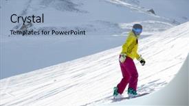  Presentation with mountain help - Amazing presentation theme having athlete wearing helmet and mask backdrop and a  colored foreground