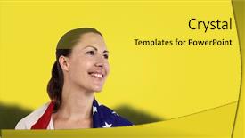  Presentation with wrapped flag - Amazing slides having athlete with american flag wrapped around his body against yellow background backdrop and a yellow colored foreground