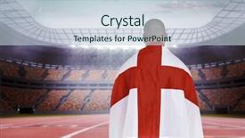  Presentation with race track - Theme having athlete with england national flag against race track background and a lemonade colored foreground