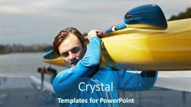  Presentation with kayak - Cool new presentation with athlete-with-his-watercraft-young backdrop and a ocean colored foreground