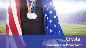  Presentation with olympic - Colorful slide deck enhanced with athlete with olympic gold medal backdrop and a ocean colored foreground