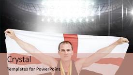  Presentation with gold medal - Slide deck consisting of athlete with olympic gold medal background and a coral colored foreground