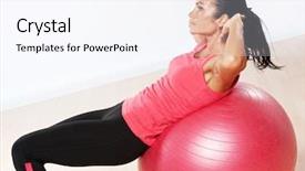  Presentation with athlete - Cool new presentation design with athlete woman doing fitness exercise backdrop and a pink colored foreground