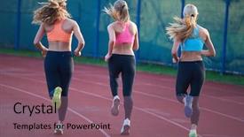  Presentation with race track - Presentation design with athlete woman group running background and a violet colored foreground