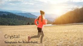  Presentation with forest morning - Presentation design with athlete-woman-runs background and a coral colored foreground