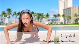  Presentation with healthy lifestyle - Colorful theme enhanced with athlete working out doing exercise backdrop and a lemonade colored foreground