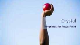  Presentation with athletes - Audience pleasing theme consisting of athletes-hand-performing-shot-put backdrop and a sky blue colored foreground