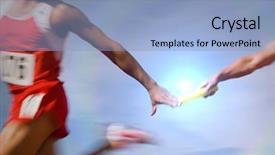 Presentation with baton - PPT layouts with athletes passing relay baton background and a light blue colored foreground