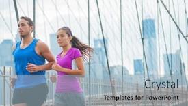  Presentation with marathon man - Amazing slides having athletes-runners-running-on-new backdrop and a light blue colored foreground