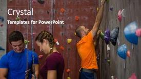  Presentation with athletes - Presentation theme enhanced with athletes-standing-by-trainer-climbing background and a tawny brown colored foreground