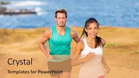  Presentation with team training - Slide deck enhanced with athletes training cross-country trail background and a yellow colored foreground