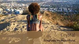  Presentation with los angeles - Theme consisting of athletic-african-american-woman-resting background and a coral colored foreground