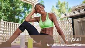  Presentation with sportswear - Colorful slides enhanced with athletic-african-american-woman backdrop and a coral colored foreground