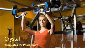  Presentation with gym - Presentation theme featuring athletic club - beautiful woman works background and a  colored foreground