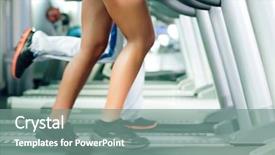 Presentation with running treadmill - Audience pleasing slides consisting of athletic club - woman and man in gym backdrop and a seafoam green colored foreground