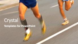  Presentation with runner - Presentation theme having athletic competition - marathon runner legs background and a  colored foreground