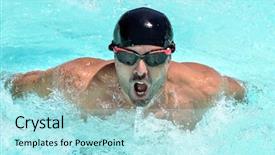  Presentation with swimming pool - Beautiful slide deck featuring athletic competition - young man swimming backdrop and a arctic colored foreground