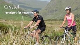  Presentation with biking - Presentation featuring tour in the mountain background and a coral colored foreground