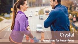  Presentation with brutal strong bodybuilder athletic fitness - Audience pleasing presentation theme consisting of athletic couple exercising for better backdrop and a coral colored foreground
