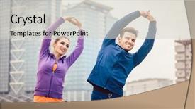  Presentation with brutal strong bodybuilder athletic fitness - Cool new presentation design with athletic couple exercising for better backdrop and a light gray colored foreground