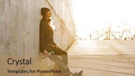  Presentation with bionic - Theme having athletic disabled girl with bionic background and a coral colored foreground