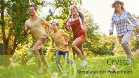  Presentation with running race - Theme having athletic-family-with-son background and a  colored foreground