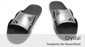  Presentation with sport - Slides featuring athletic footware - sport bedroom-slippers isolated on white background and a  colored foreground