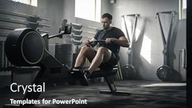  Presentation with rowing - Beautiful slide set featuring athletic-male-do-hard-exercises backdrop and a dark gray colored foreground