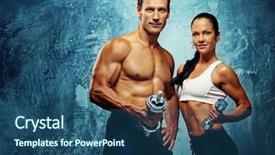  Presentation with strong - Theme having athletic man and woman background and a ocean colored foreground