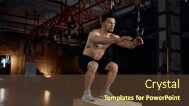  Presentation with club training - Presentation theme featuring athletic-man-doing-step-up background and a tawny brown colored foreground