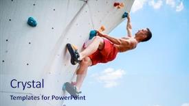  Presentation with sky blue - Audience pleasing PPT theme consisting of athletic man exercising on wall backdrop and a sky blue colored foreground